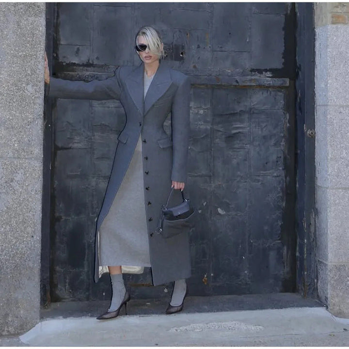 Women's Wool Coat with Elegant Fit and Decorative Button Details Amarae
