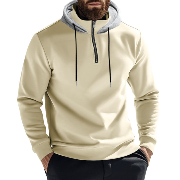 Men's sporty hoodie with half-zip and modern hood construction Lune London