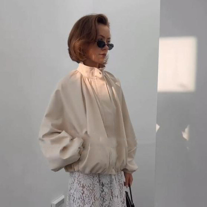 Women's Oversized Blouson Jacket with Stand-Up Collar and Volume Sleeves Amarae