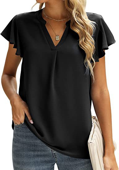 Ladies' blouse with gathered details and V-neck Lune London