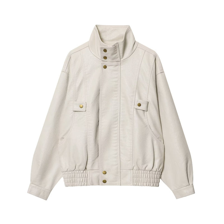Casual faux leather jacket for women with high collar and width adjustment Lune London