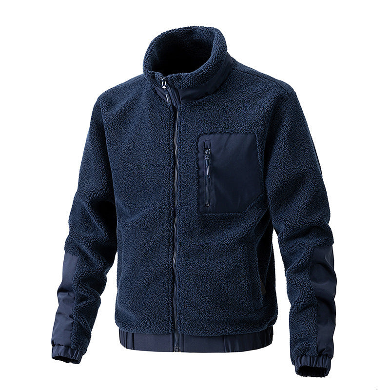 Fleece jacket for men with high collar and side zip pockets Lune London