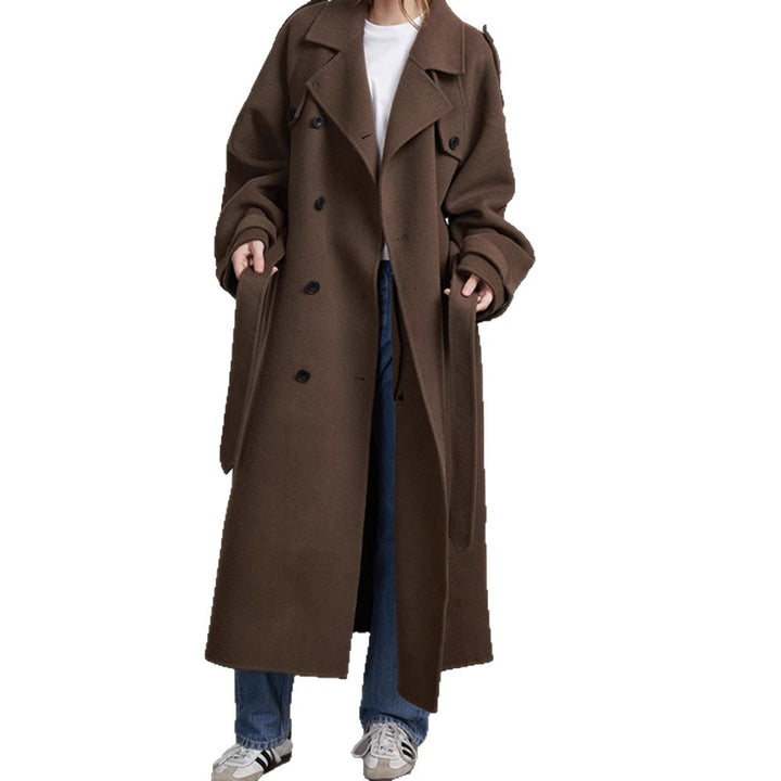 Oversized trench coat for women in high-quality wool blend with double breasted Lune London
