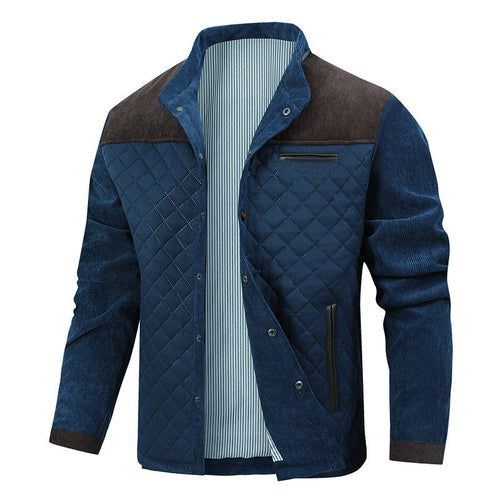 Quilted leisure jacket for men with brown suede accents Amarae