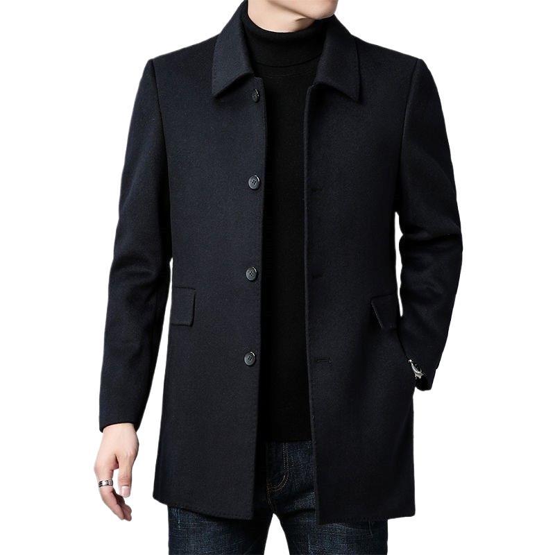 Elegant wool coat for men with textured fabric and classic cut Amarae