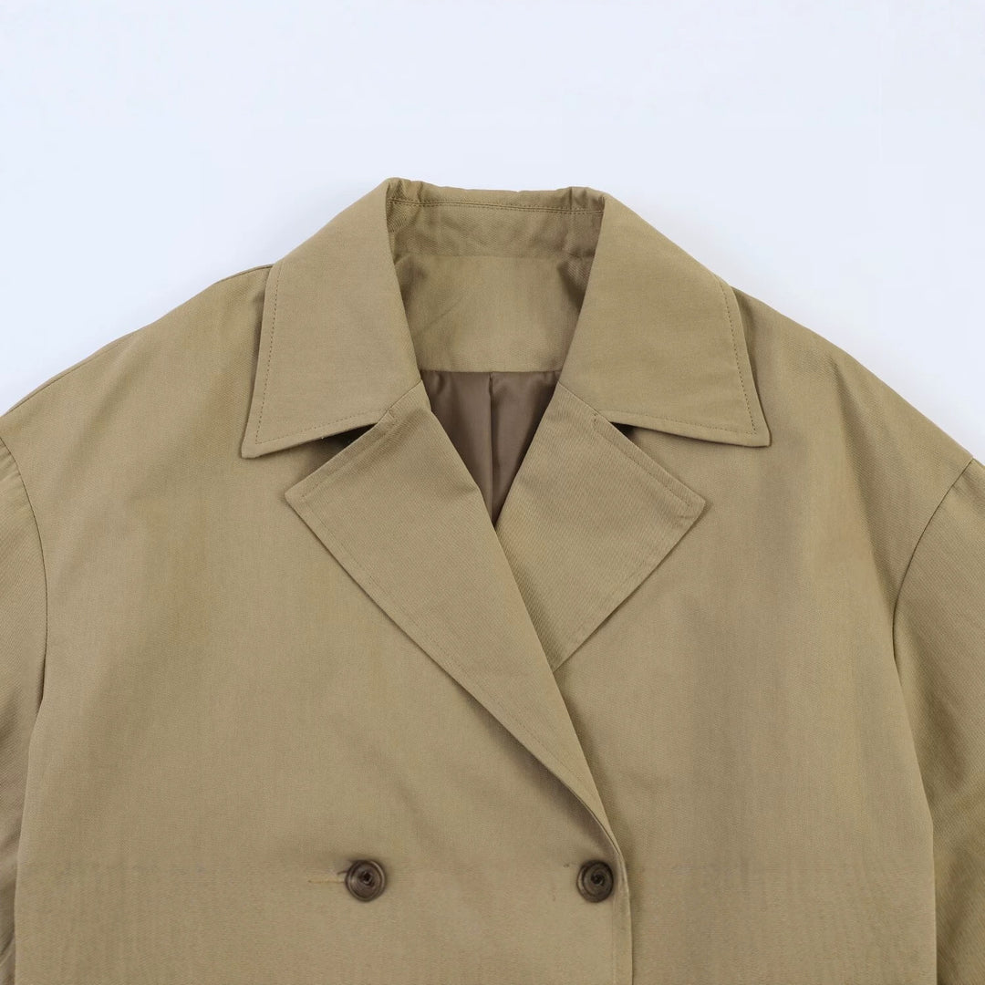 Women Cropped Double Breasted Trench Cape in Boxy Cut Amarae