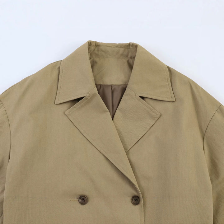 Women Cropped Double Breasted Trench Cape in Boxy Cut Amarae
