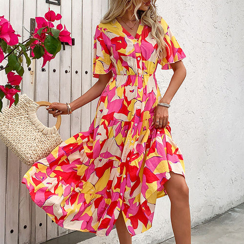 Amarae Floral Button Midi Dress for Women