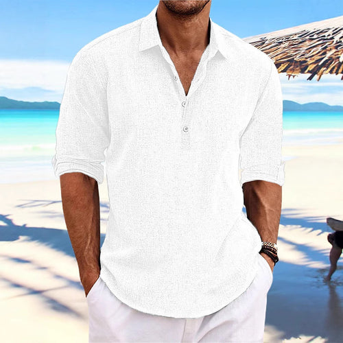 Light linen shirt for men with three-quarter sleeves Amarae