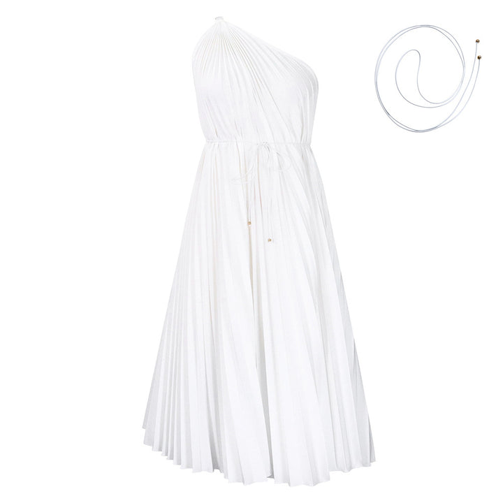 Pleated strapless dress for women with elegant cord Lune London