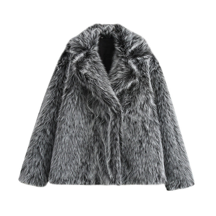 Ladies Cozy Faux Fur Jacket with Elegant Lapel Lune London