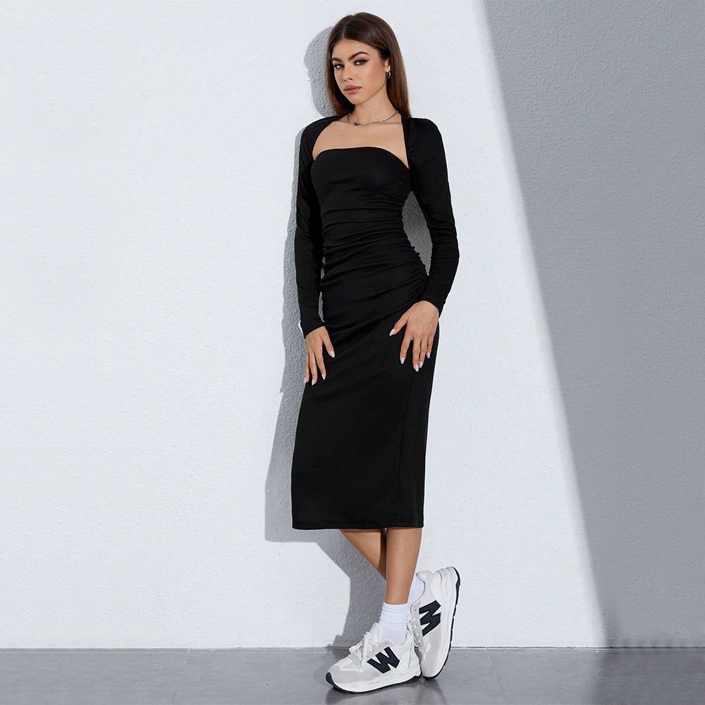 Robe maxi élégante pour femmes avec fronces et fente sur le côté Chic & Stil