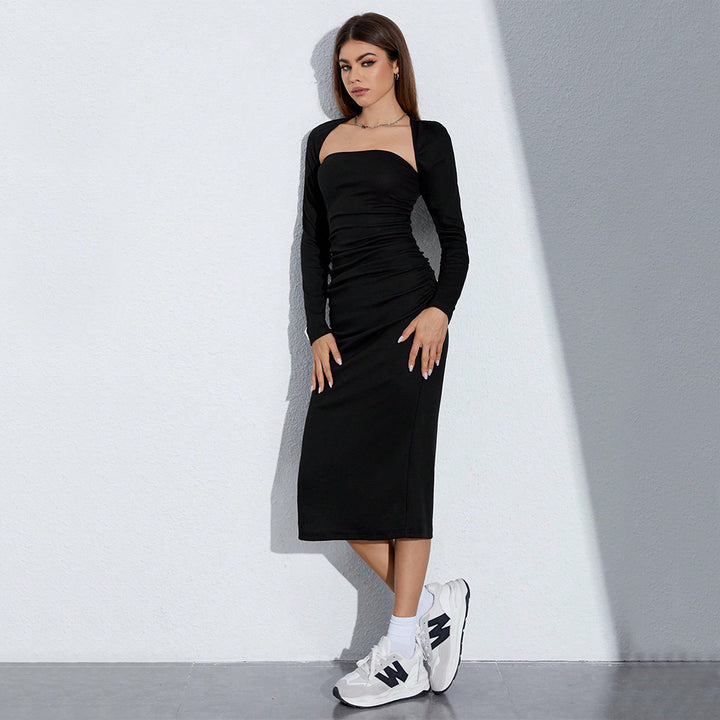 Robe maxi élégante pour femmes avec fronces et fente sur le côté Chic & Stil