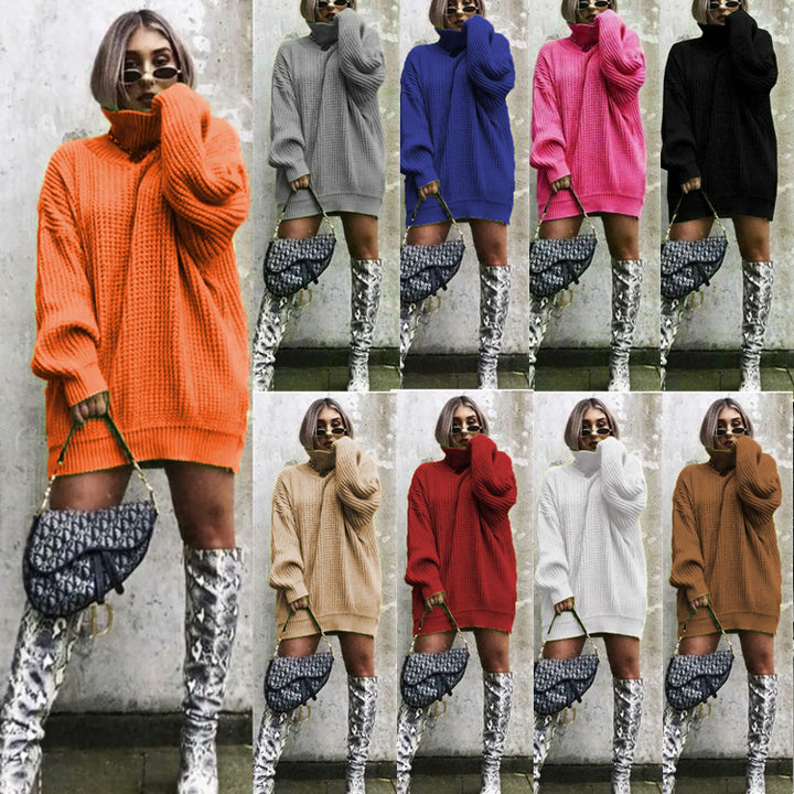 Oversized knit sweater for women with a structured look and high collar Lune London
