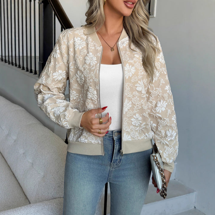 Embroidered bomber jacket for women with floral design Lune London