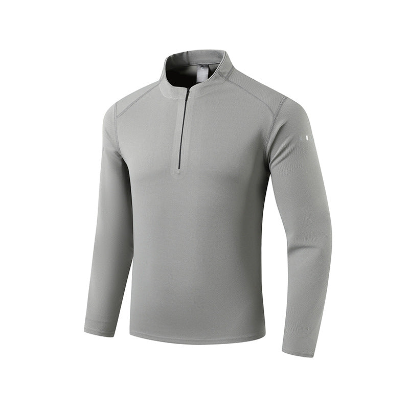 Men's Performance Long Sleeve Shirt with Half-Zip and Stand-Up Collar Amarae