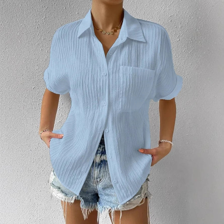 Women's Short Sleeve Shirt Blouse with Structured Material Amarae