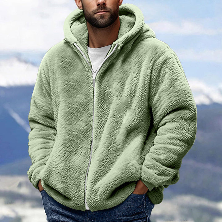 Men's Cozy Teddy Fleece Zip-Up Hoodie with Oversized Fit Amarae