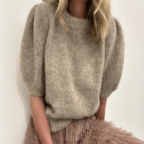 Women's sweater with puff sleeves and soft knit Amarae