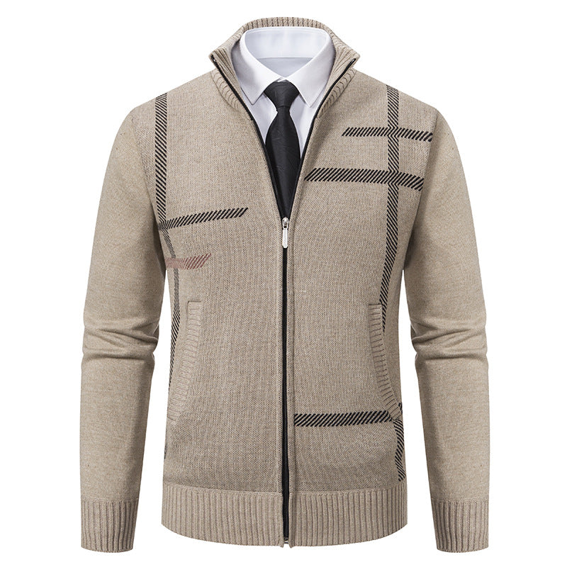 Men's knit jacket with graphic patterns and high collar Lune London