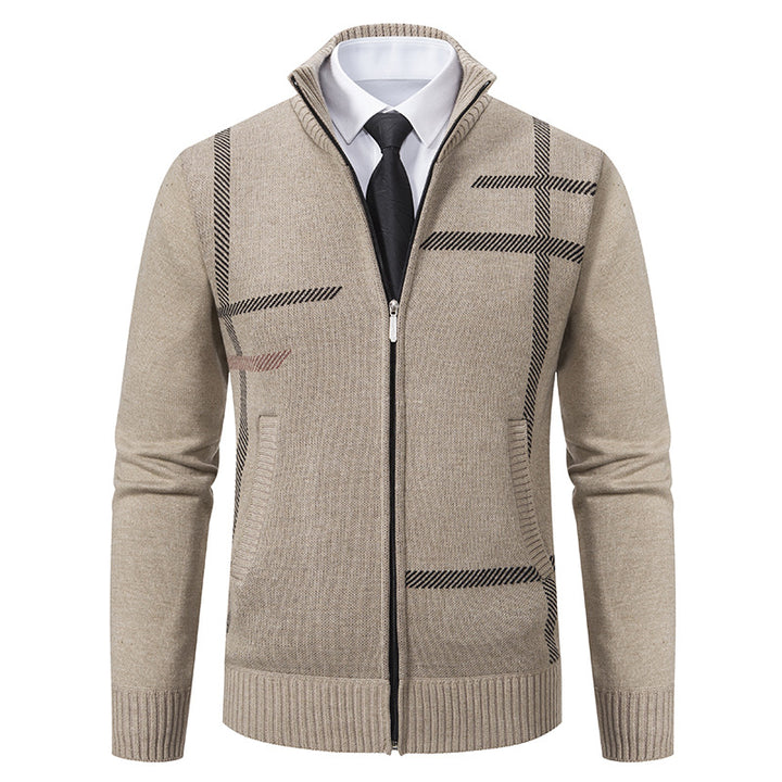 Men's knit jacket with graphic patterns and high collar Lune London