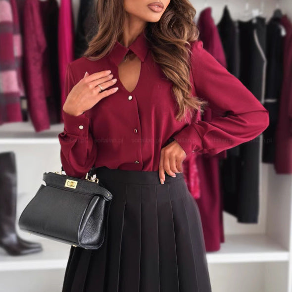 Elegant blouse for women with hidden button placket and fine details Lune London
