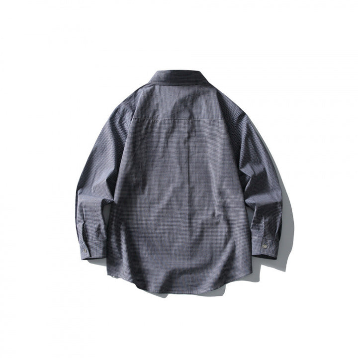 Men's loosely cut oversized shirt with fine Vichy check, chest pocket and rounded hem Amarae