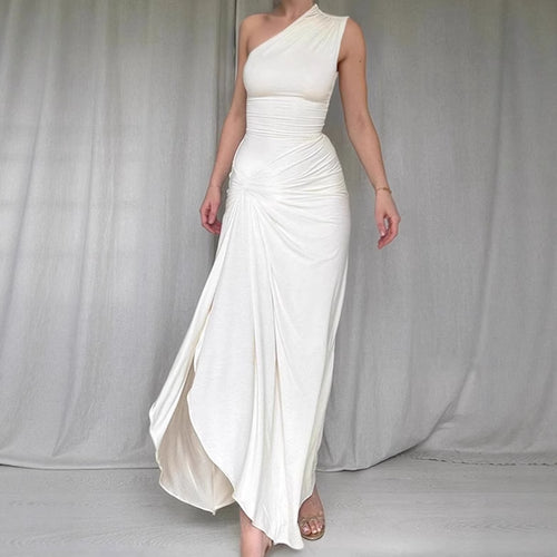 Ladies Elegant Asymmetrical Maxi Dress with Refined Draping Amarae