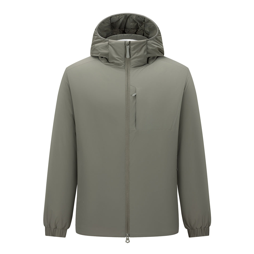 Men's Lightweight Waterproof Softshell Rain Jacket with Hood and Hidden Chest Pocket Amarae