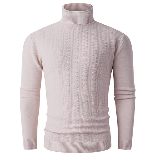 Pullover à col roulé pour hommes avec motif texturé et col montant Amarae