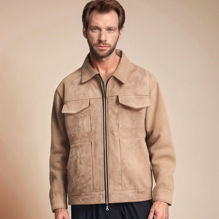 Trendy jacket for men with practical patch pockets and zipper Lune London