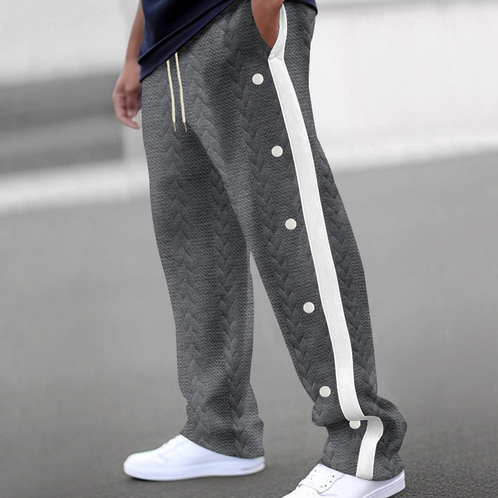Men's athletic leisure pants with snap buttons and structured design Lune London