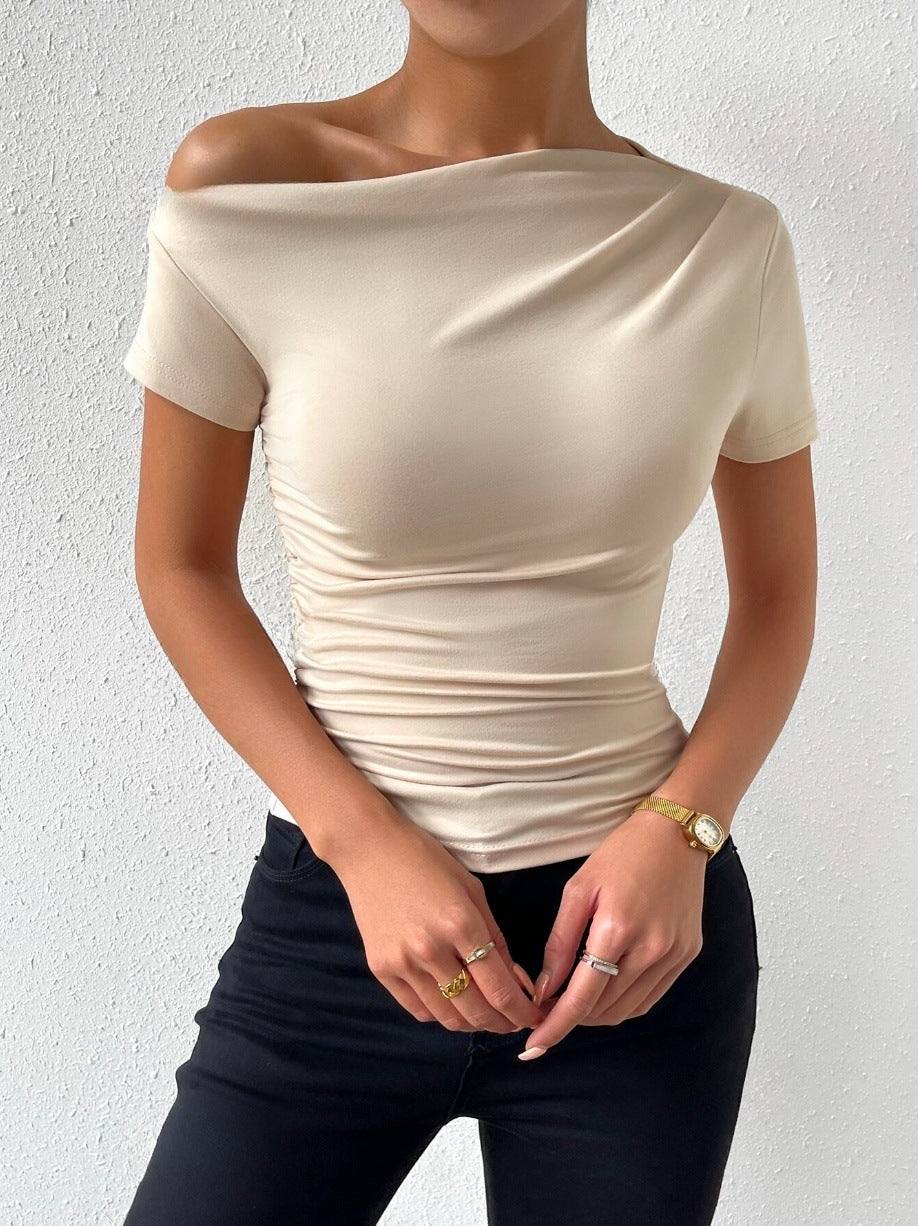 Women elegant t-shirt with refined gathering elements Lune London
