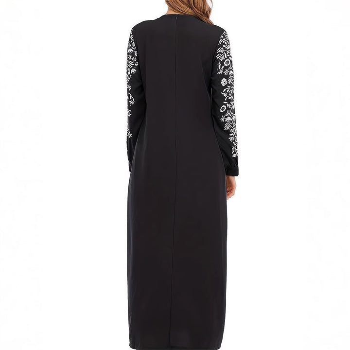 Maxi dress for women with artistic embroidery and elegant long sleeves Lune London