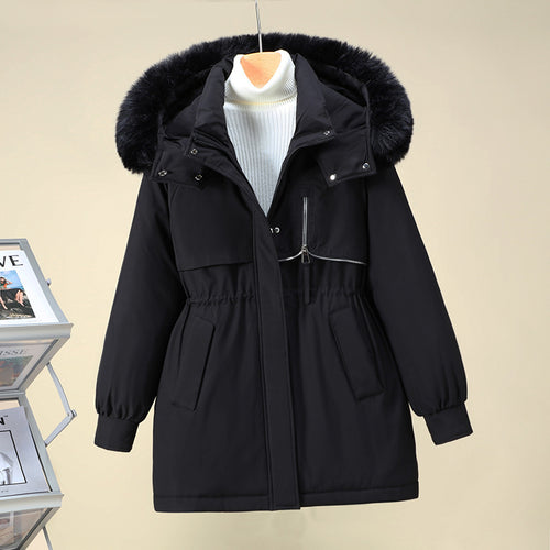 Functional winter jacket for women with removable hood and faux fur trim Amarae