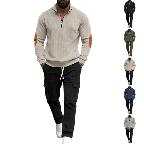 Fashionable men's leisure suit with structured tops and practical cargo pants Amarae