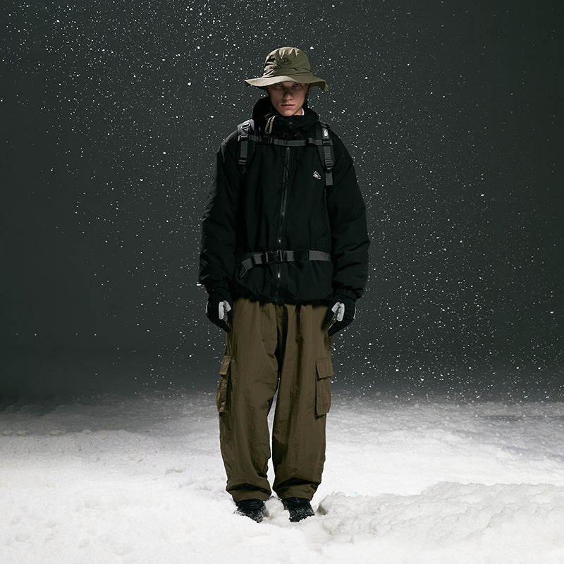 Men's Padded Tech Outdoor Jacket with Adjustable Waist Belt, Utility Attachments and Hidden Hood Amarae