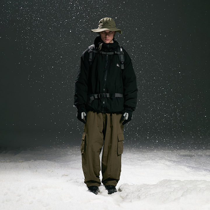 Men's Padded Tech Outdoor Jacket with Adjustable Waist Belt, Utility Attachments and Hidden Hood Amarae