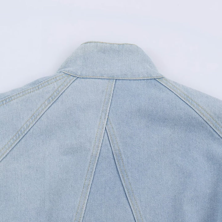 Women's short jacket made of lightweight denim quality with raglan sleeves and concealed placket Amarae