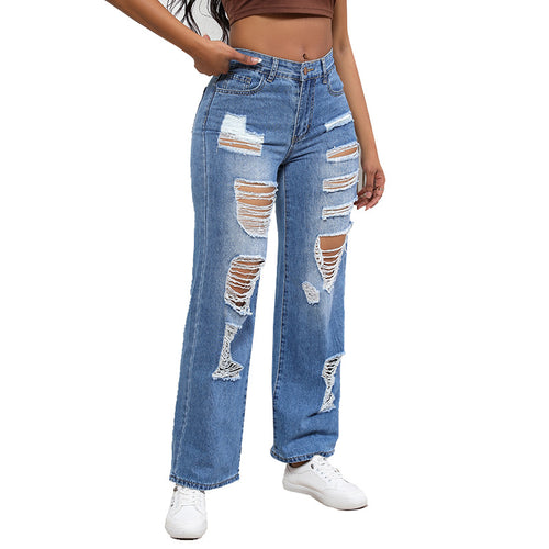 Amarae Wide Fit Destroyed Jeans for Women with Trendy Ripped Details