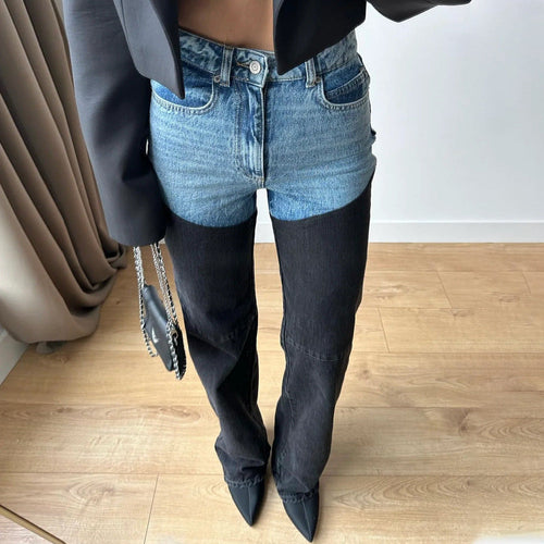Women High-Waist Jeans with Asymmetric Design Amarae