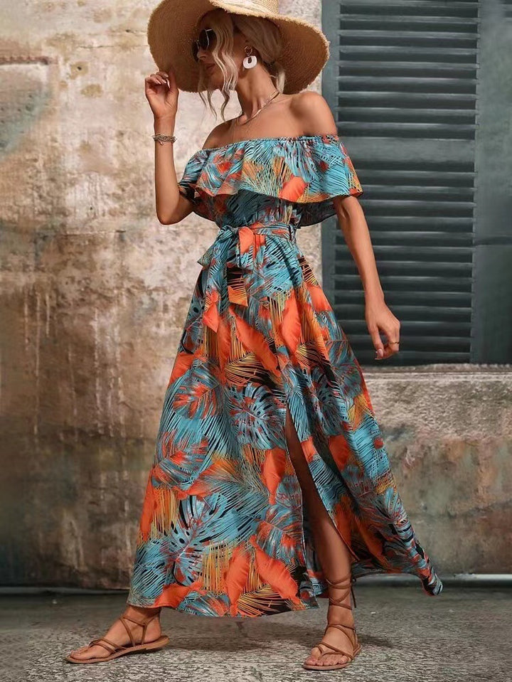 Maxie Off-Shoulder Dress for Women with Side Slit Lune London