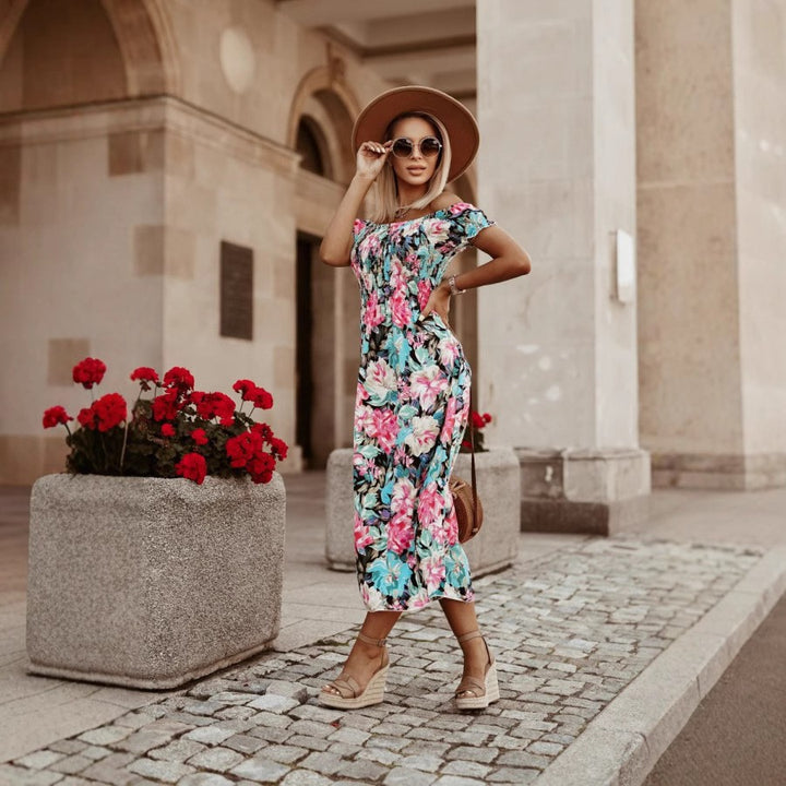 Floral maxi dress for women with adjustable straps Lune London
