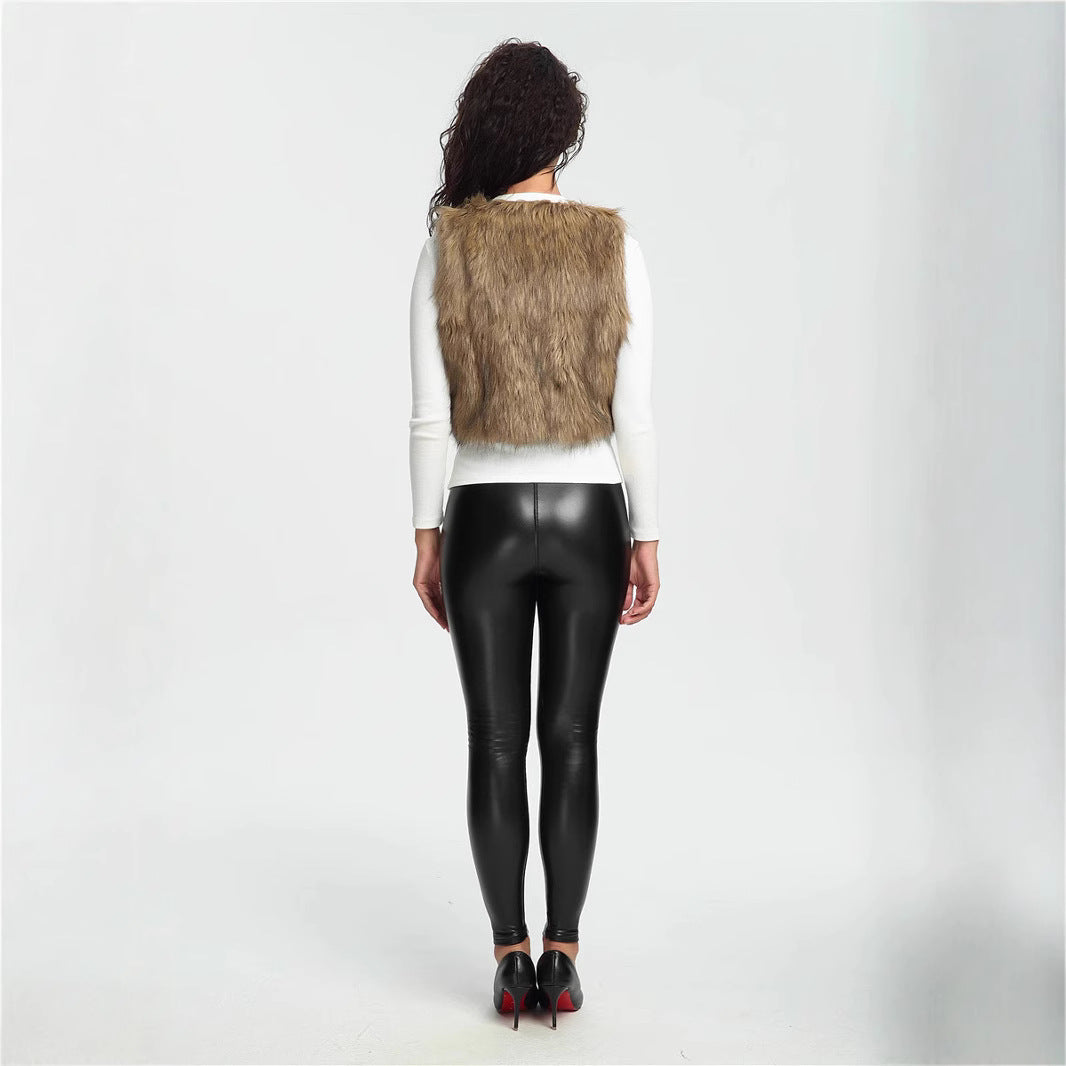 Ladies Soft Faux Fur Jacket with Asymmetric Cut Lune London