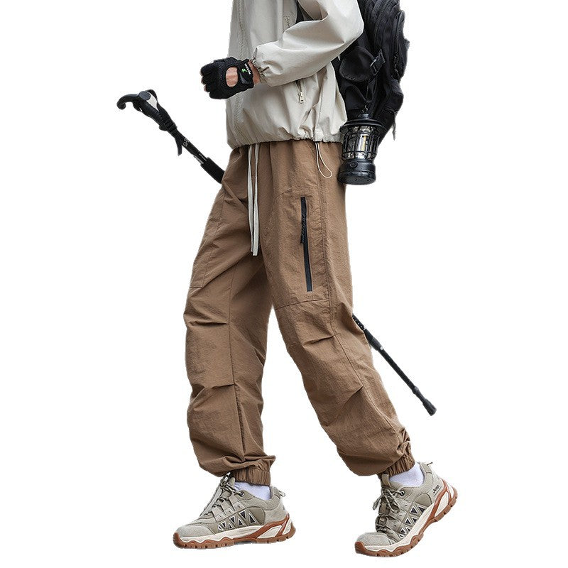 Men's Lightweight Technical Cargo Trekking Pants with Drawstring Waist, Zipper Pockets, and Elastic Hem Amarae