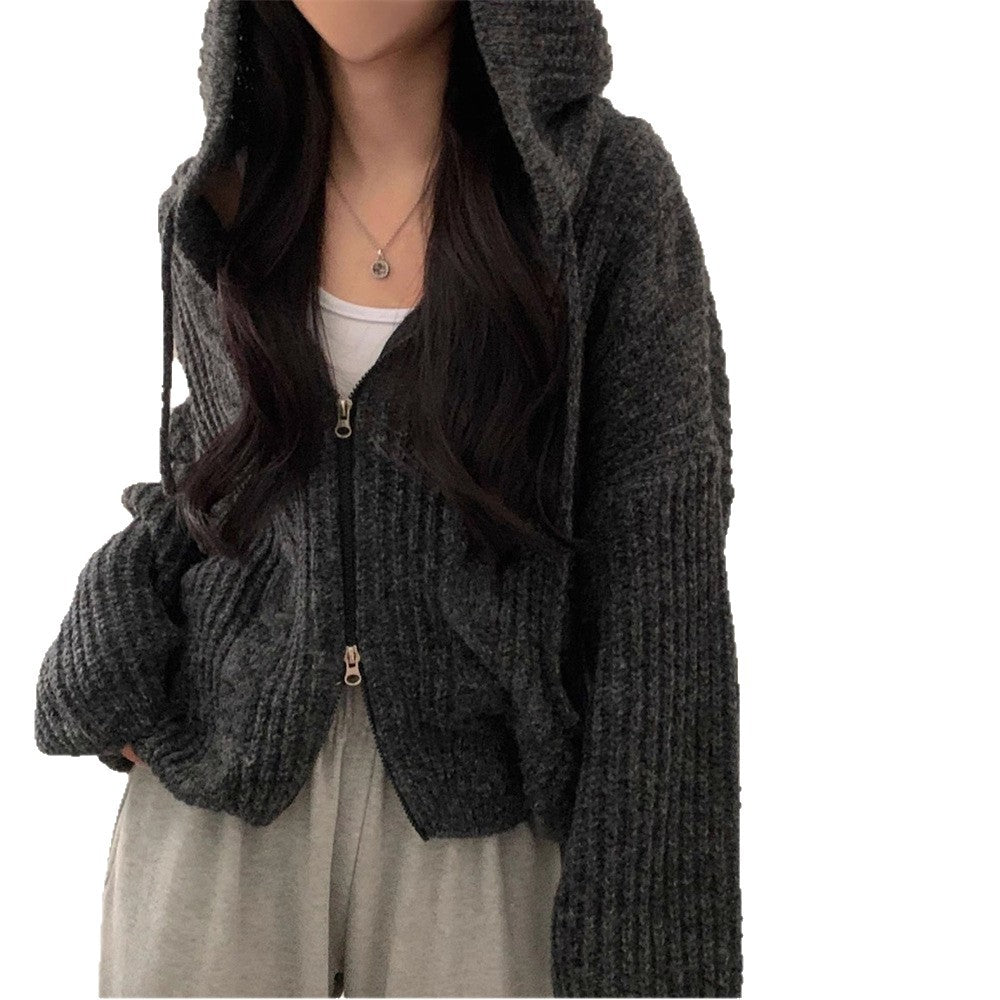 Cardigan femme avec capuche et tricot à câble décoratif Chic & Stil