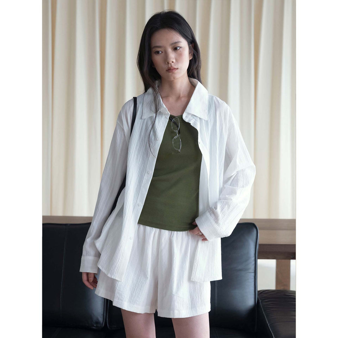 Women Oversized Structured Shirt with Matching Shorts Set Amarae
