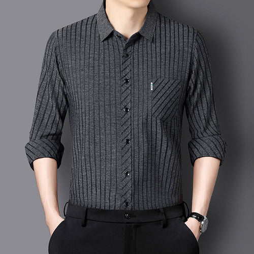 Casual long-sleeved shirt for men with modern striped pattern Amarae