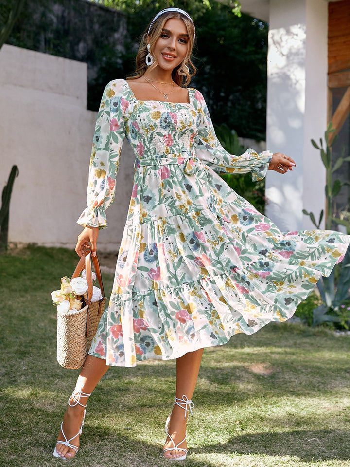 Midi dress for women with floral print and flattering cut Lune London