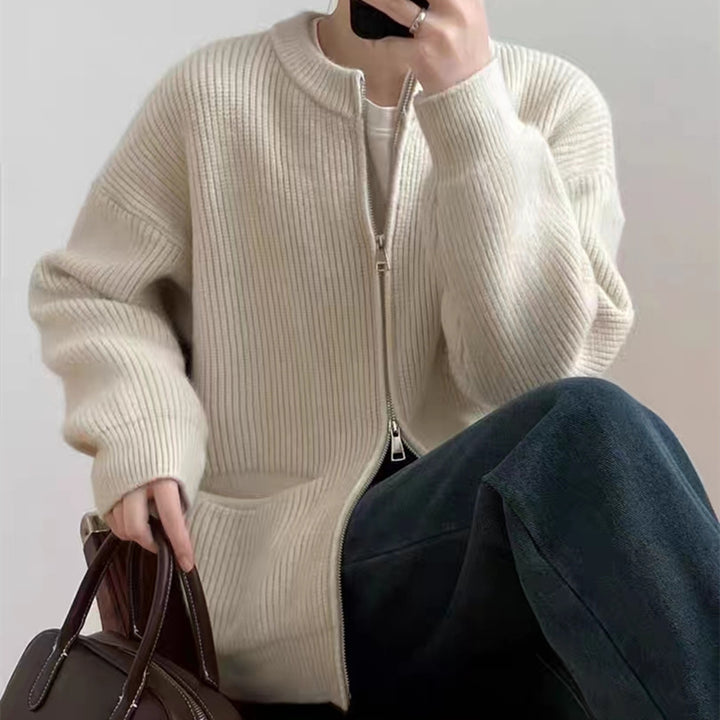 Ladies casual zip cardigan with large pockets Lune London
